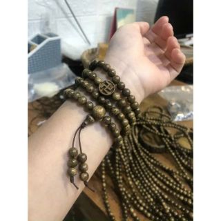 vòng tay trầm hương 108 hạt mix hoa sen bình an tài lộc