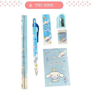 Bộ dụng cụ học tập Sanrio 6 món thiết kế dễ thương, nhân vật My Melody, Cinnamoroll chào mừng bé năm học mới
