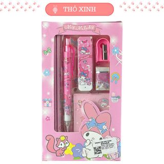 Bộ dụng cụ học tập Sanrio 6 món thiết kế dễ thương, nhân vật My Melody, Cinnamoroll chào mừng bé năm học mới