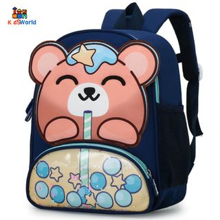 (Hàng Mới)Balo mầm non Bé Gái, Bé Trai Hình Gấu Uống Trà Sữa Dễ Thương Kích Thước 32*27*13cm