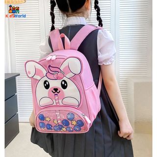 (Hàng Mới)Balo mầm non Bé Gái, Bé Trai Hình Gấu Uống Trà Sữa Dễ Thương Kích Thước 32*27*13cm