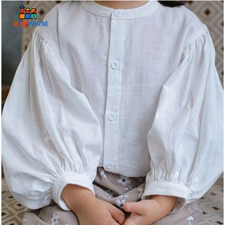 (Hàng Mới về) Áo Sơ Mi Trắng Bé Gái, Phong Cách Hàn Quốc Cotton, Đi Học, Đi Chơi
