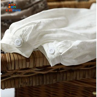 (Hàng Mới về) Áo Sơ Mi Trắng Bé Gái, Phong Cách Hàn Quốc Cotton, Đi Học, Đi Chơi