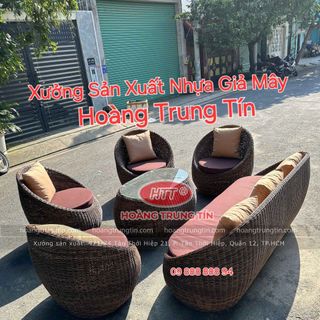 Sofa Trứng nhựa giả mây sợi tròn cao cấp giá rẻ Hoàng Trung Tín