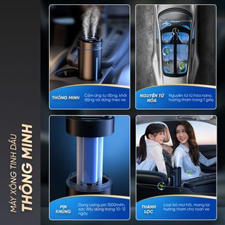 Máy khuếch tán tinh dầu mini sạc điện cho ô tô - Máy Phun Xông Tinh Dầu Cảm Ứng Bật Tắt Theo Xe