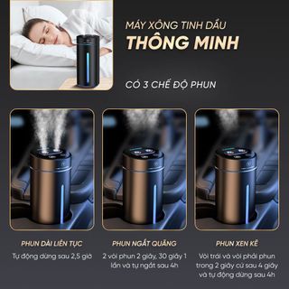Máy khuếch tán tinh dầu mini sạc điện cho ô tô - Máy Phun Xông Tinh Dầu Cảm Ứng Bật Tắt Theo Xe