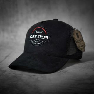 Mũ Lưỡi Trai BWB Brand Đen Lưới Snapback Chất Vải Da Lộn phối lưới