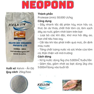 NEOPOND: Enzyme xử lí nước, giảm tảo, giảm nhớt bạt, enzyme xử lý nước giảm tảo hàng KELVIN Ấn