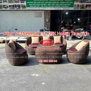 Bàn ghế cafe sofa nhựa giả mây ngoài trời ghế mây tròn giá sỉ