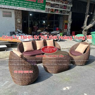Bàn ghế cafe sofa nhựa giả mây ngoài trời ghế mây tròn