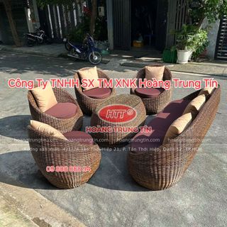 Bàn ghế cafe sofa nhựa giả mây ngoài trời ghế mây tròn
