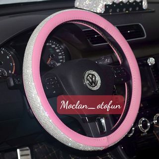 (BÁN SỈ) Bọc vô lăng Full Đá hình tròn size 38cm - Màu trắng + hồng giá sỉ