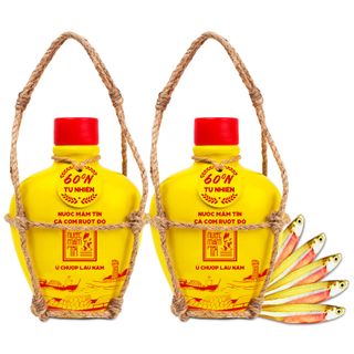 [Tặng 1 Kiết Thành] COMBO 2 BÌNH GỐM NƯỚC MẮM TĨN CÁ CƠM RUỘT ĐỎ ĐỘ ĐẠM 60N 250ML - NƯỚC MẮM TĨN