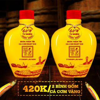 [Tặng Kiết Thành + Sốt Muối Chấm] COMBO 02 BÌNH GỐM 60N 250ML/BÌNH Nước Mắm Tĩn cá cơm ruột đỏ độ đạm rin nguyên chất ủ chượp lâu năm