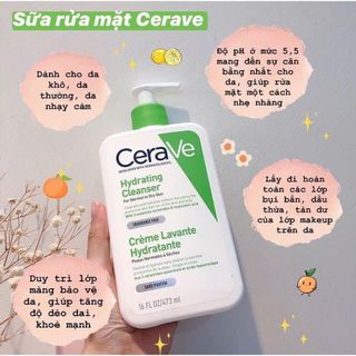 Sữa Rửa Mặt CeraVe Hydrating Cleanser(Cho da thường , da khô , da nhạy cảm)473m