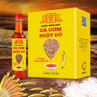 [Tặng 1 nước tương 125ml] THÙNG 6 CHAI NƯỚC MẮM NHỈ CÁ CƠM RUỘT ĐỎ 525ML - LÀNG CHÀI XƯA