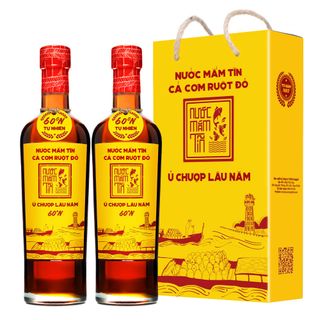 COMBO 2 CHAI NƯỚC MẮM TĨN CÁ CƠM RUỘT ĐỎ ĐỘ ĐẠM 60N CHAI THỦY TINH 500ML - NƯỚC MẮM TĨN