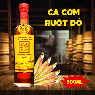 [Tặng 3 Kiết Thành] THÙNG 6 CHAI NƯỚC MẮM TĨN CÁ CƠM RUỘT ĐỎ ĐỘ ĐẠM 60N CHAI THỦY TINH 500ML - NƯỚC MẮM TĨN