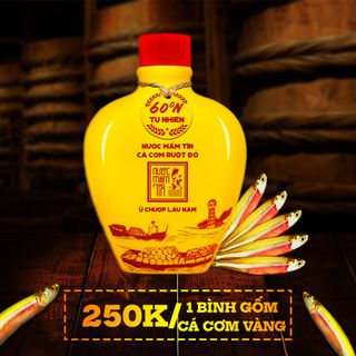 BÌNH GỐM NƯỚC MẮM TĨN CÁ CƠM RUỘT ĐỎ ĐỘ ĐẠM 60N 250ML - NƯỚC MẮM TĨN