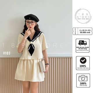 Set Nữ Cổ Phối Vạt Khăn Kèm Chân Váy Kiểu Dáng Hàn Quốc Chất Vải Thô Mềm Free Size -189 STORE - V103