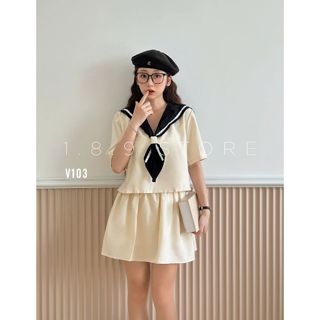 Set Nữ Cổ Phối Vạt Khăn Kèm Chân Váy Kiểu Dáng Hàn Quốc Chất Vải Thô Mềm Free Size -189 STORE - V103