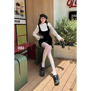 Jum Nữ Nhung Áo Lụa Tay Dài Ống Loe Cổ Tròn Phối Nút Sang Chảnh-189 STORE-V084