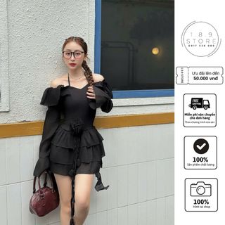 Set váy Jum tầng rớt vai trễ vai có dây tay dài xinh xỉu cho các nàng điệu đà đi cafe-189 STORE-V217