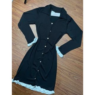 Đầm Body Đen Cổ Bèo Phối Nút, Váy Ôm Body Thun Gân Co Dãn Thun Gân Free Size -189 STORE - V101