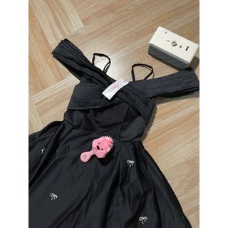 Đầm váy nữ tiệc tiểu thư sang trọng chất tapta  hai dây trễ vai nhấn eo dáng xòe ngắn-189STORE- V149