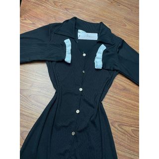 Đầm Body Đen Cổ Bèo Phối Nút, Váy Ôm Body Thun Gân Co Dãn Thun Gân Free Size -189 STORE - V101