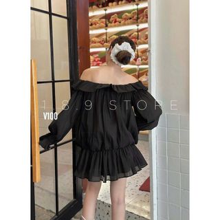 Set Váy Tơ Bồng Trễ Vai 2 Lớp Kèm Hoa Quần Đùi Rời 2 Màu Siêu Xinh Chất Thun Bo - 189 STORE - V100