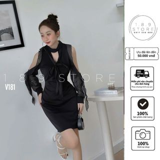 Đầm phối bèo tay, bèo hông dáng chữ A cổ tròn cho các nàng đi chơi cafe và đi làm - 189 STORE - V181