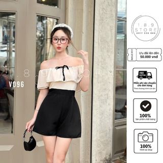 Set Váy Thiết Kế 2 Kiểu Tay Trễ Vai Và Cổ Vuông Đính Nơ Mặc Đi Chơi & Đi Tiệc -189 STORE - V096