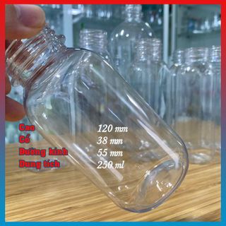 Chai nhựa tròn 250ml, cổ 33mm đựng chè dưỡng nhan, sữa chua, trà sữa