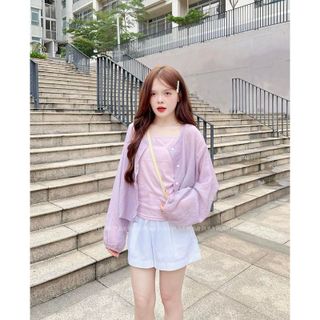 [SHOPPUMI] Set áo sơ mi cổ tròn cài nút tay dài kèm áo 2s nhiều màu freesize Pumi 16016