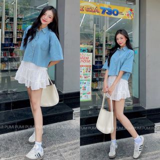 [SHOPPUMI] Chân váy đũi tầng viền bèo ngắn nhiều màu Freesize Thời trang nữ Pumi 15785