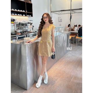 Váy Cổ Tim Tay Hến form chữ A mix cúc trái tim dành cho nữ, váy thiết kế thời trang- 189STORE - V142