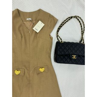 Váy Cổ Tim Tay Hến form chữ A mix cúc trái tim dành cho nữ, váy thiết kế thời trang- 189STORE - V142