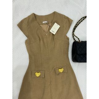 Váy Cổ Tim Tay Hến form chữ A mix cúc trái tim dành cho nữ, váy thiết kế thời trang- 189STORE - V142
