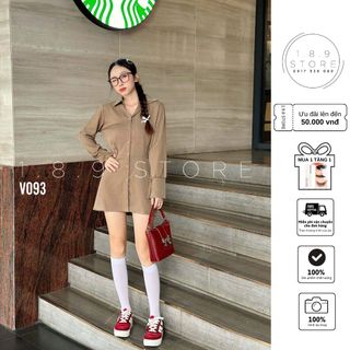 Set Đồ Sơ Mi Tay Dáng Ngắn Sang Chảnh, Váy Sơ Mi Chất Xước Cao Cấp Basic -189 STORE - V093