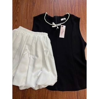 Set Áo cổ Mix Viền Ngọc Chân Váy Bồng Xòe Phối Nơ Thanh Lịch Chất Thô Ren Không Ngứa-189 STORE-V030