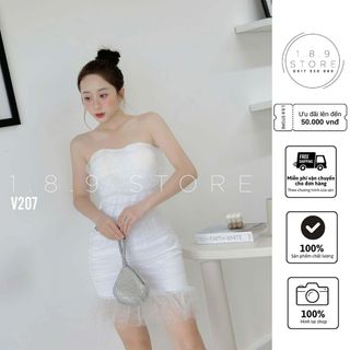 Đầm Trắng Đuôi Cá Ánh Kim Tuyến Sang Trọng Lấp Lánh Kiêu Sa Cho Các Nàng Thơ Đi Cafe - 189STORE-V207
