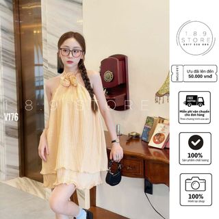 set bộ áp voan dập ly cổ yếm đính bông thiết kế hở lưng kèm quần đùi xinh xắn cac nang-189STORE-V176