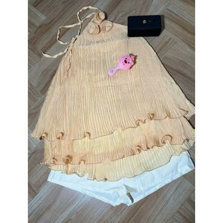 set bộ áp voan dập ly cổ yếm đính bông thiết kế hở lưng kèm quần đùi xinh xắn cac nang-189STORE-V176