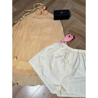 set bộ áp voan dập ly cổ yếm đính bông thiết kế hở lưng kèm quần đùi xinh xắn cac nang-189STORE-V176