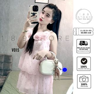 Váy Tơ Mịn Dáng Quả Bí Mix Hoa Giữa Mặc Ôm Cổ  Dáng Cực Tiểu Thư  - V015-189 STORE