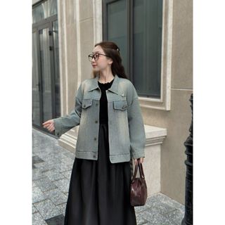 Áo khoác jean form rộng nam nữ cổ bè suông rộng chanh sả dễ thương cho các nàng thơ - 189STORE -V203