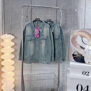 Áo khoác jean form rộng nam nữ cổ bè suông rộng chanh sả dễ thương cho các nàng thơ - 189STORE -V203