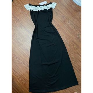 Váy Thun Zip Body Trễ Vai Viền Thô Bèo Ren Ngực Dáng Dài Dành Cho Nữ Phong Cách-189 STORE-V087