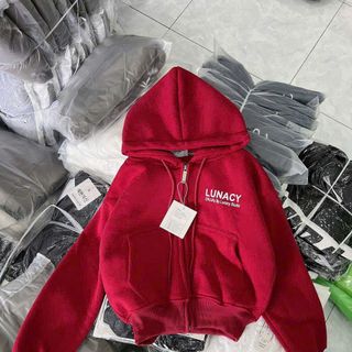 Áo khoác dáng lửng in LUNACY chất nỉ XK dày mịn freesize dưới 60kg tay xỏ ngón có 2 túi trong